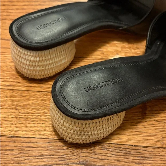 Nordstrom Black Mules with Woven Heel - Picture 6 of 8